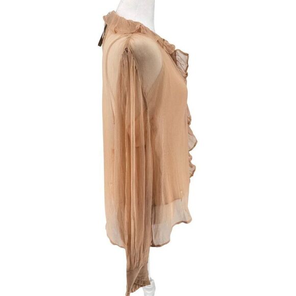 NWT J. Crew Ruffle Button-Up Shirt in Crinkle Chiffon Sz 14 Pale Pink OP $138 - Picture 3 of 12